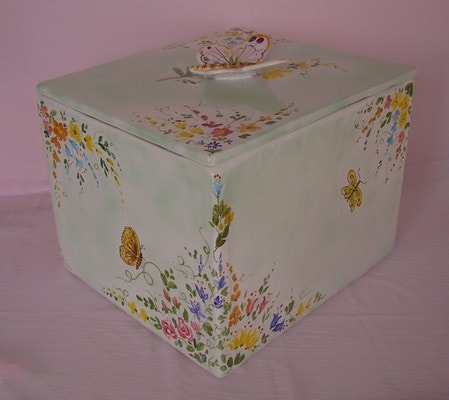 Ceramiche d-Arte di Albisola - Grande scatola, personalizzata con nomi, decori e dedica. 